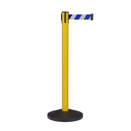 Montour Line Stanchion Belt Barrier Yellow Post 13ft.Blue/White Belt ES400-YW-BWD-130